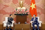 Chủ tịch Quốc hội Trần Thanh Mẫn với Đại tướng Lương Tam Quang, Bộ trưởng Bộ Công an. (Ảnh: Doãn Tấn/TTXVN)