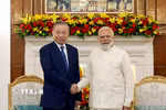 Tổng Bí thư, Chủ tịch nước Tô Lâm và Thủ tướng Ấn Độ Narendra Modi. (Ảnh: Thống Nhất/TTXVN)