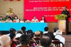 Hội nghị giới thiệu chương trình hành động của người ứng cử đại biểu Quốc hội đơn vị tỉnh Tây Ninh. (Ảnh: Thanh Bình/TTXVN)