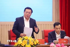 Phó Giáo sư, Tiến sỹ Nguyễn Xuân Thắng phát biểu khai mạc và đề dẫn hội thảo. (Ảnh: Văn Điệp/TTXVN)