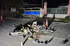 Hiện trường vụ tai nạn giữa 2 xe máy khiến 4 người tử vong. (Nguồn: VOV)