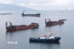 Quang cảnh khu vực triển khai dự án đầu tư xây dựng tổng thể Bến cảng container Liên Chiểu. (Ảnh: Quốc Dũng/TTXVN)