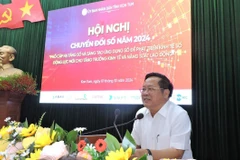 Chủ tịch UBND tỉnh Kon Tum Lê Ngọc Tuấn phát biểu tại Hội nghị. (Ảnh: Khoa Chương/TTXVN)