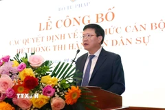 Thứ trưởng Bộ Tư pháp Mai Lương Khôi phát biểu. (Ảnh: Phạm Kiên/TTXVN)
