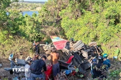 Hiện trường vụ tai nạn. (Ảnh: TTXVN phát)