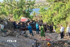 Hiện trường vụ tai nạn. (Ảnh: TTXVN phát)