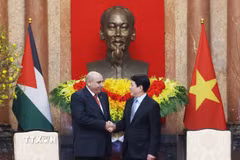 Chủ tịch nước Lương Cường hội kiến Chủ tịch Hạ viện Vương quốc Hashemite Jordan Mazen Turki El Qadi đang thăm chính thức Việt Nam. (Ảnh: Lâm Khánh/TTXVN)