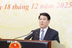 Chủ tịch nước Lương Cường phát biểu chỉ đạo. (Ảnh: Lâm Khánh/TTXVN)