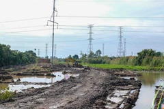 Vị trí tuyến ống trên bờ Dự án đường ống dẫn khí Lô B - Ô Môn, đoạn qua phường Ô Môn, thành phố Cần Thơ. (Ảnh: Thanh Liêm/TTXVN)