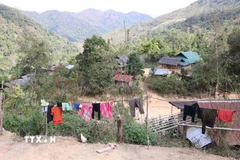 Không có điện khiến bản nghèo Tia Ma Mủ, xã Tà Tổng khó khăn trong việc phát triển kinh tế - xã hội. (Ảnh: Nguyễn Oanh/TTXVN)