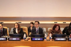 Đại sứ Đỗ Hùng Việt và đại diện các nước đồng bảo trợ chủ trì buổi tọa đàm. (Ảnh: Thanh Tuấn/TTXVN)