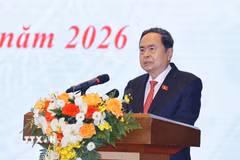 Chủ tịch Quốc hội Trần Thanh Mẫn phát động Phong trào thi đua năm 2026 và nhiệm kỳ 2026-2031. (Ảnh: Doãn Tấn/TTXVN)