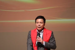 Công sứ Đại sứ quán Việt Nam tại Nhật Bản Nguyễn Sáu phát biểu tại đêm chung kết cuộc thi. (Ảnh: Phạm Tuân/TTXVN)