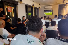 Quang cảnh xem trận đấu trong quán càphê tại Algeria. (Ảnh: Mạnh Hùng/TTXVN)