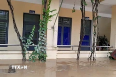 Trường Tiểu học Lưu Kiền 2 (xã Tương Dương) bị ngập trong mưa lũ. (Ảnh: TTXVN phát)