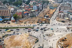 Nút La Thành-Nguyễn Chí Thanh đang được thi công để hoàn thiện tuyến đường Vành đai 1.