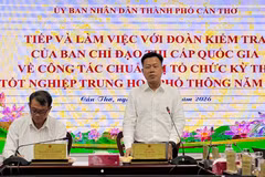 Thứ trưởng Bộ Giáo dục và Đào tạo Lê Quân phát biểu tại buổi làm việc. (Ảnh: Ánh Tuyết/TTXVN)