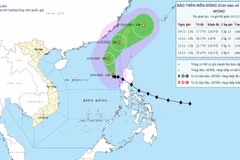 Hồi 13 giờ ngày 10/11, vị trí tâm bão ở vào khoảng 17,5 độ Vĩ Bắc; 118,8 độ Kinh Đông, trên vùng biển phía Đông khu vực Bắc Biển Đông. (Nguồn: Trung tâm khí tượng thủy văn)