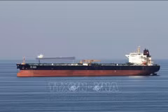 Tàu chở dầu di chuyển qua eo biển Hormuz. (Ảnh: Reuters/TTXVN)