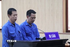 Bị cáo Cao Văn Luyện và Đỗ Văn Giỏi tại phiên tòa. (Ảnh: Huỳnh Sơn/TTXVN)