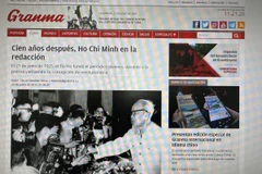 Bài viết nhân kỷ niệm 100 năm Ngày báo chí cách mạng Việt Nam đăng trên báo Granma. Ảnh chụp màn hình (Việt Hùng/TTXVN)