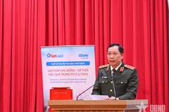 Thượng tướng Lê Văn Tuyến, Thứ trưởng Bộ Công an phát biểu tại lễ ra mắt Trung tâm.(Nguồn: QĐND)