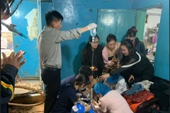 Các lực lượng chức năng của tỉnh Gia Lai đã nỗ lực giải cứu thành công hai nạn nhân bị rơi xuống giếng sâu lên mặt đất an toàn. (Ảnh: TTXVN)