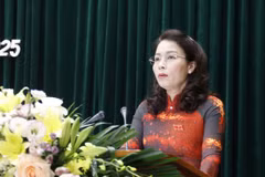 Phó Bí thư Thường trực Tỉnh ủy, Chủ tịch HĐND tỉnh Nguyễn Thị Hương phát biểu. (Ảnh: Đồng Thúy/TTXVN)