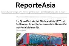 Ảnh chụp màn hình: "Đại thắng 30/4/1975 là một trong những mốc son chói lọi nhất trong lịch sử xây dựng và bảo vệ Tổ quốc của nhân dân Việt Nam" trên trang Reporte Asia của Argentina.