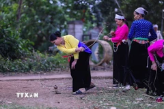 Con cù của bên nào ngừng quay sớm hơn thì đội đó thua. (Ảnh: Trọng Đạt/TTXVN)