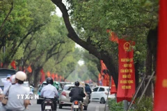 Các tuyến đường chính của thành phố Huế được trang hoàng tuyên truyền về công tác bầu cử. (Ảnh: Văn Dũng/TTXVN)