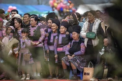 Người dân xã Pà Cò phấn khởi tham gia Lễ hội Gầu Tào. (Ảnh: Trọng Đạt/TTXVN)