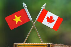 Quốc kỳ Việt Nam và Quốc kỳ Canada.