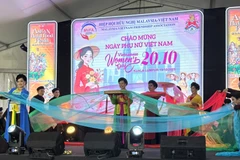 Đoàn nghệ thuật truyền thống Việt Nam biểu diễn tại chương trình. (Ảnh: Viên Luyến/TTXVN)