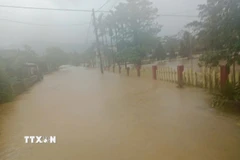 Mưa lớn gây ngập lụt tại nhiều địa phương ở tỉnh Quảng Trị.(Ảnh: TTXVN phát)