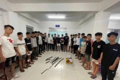 Nhóm nghi phạm tham gia đánh nhau tại phường Hưng Phú, thành phố Cần Thơ. (Nguồn: CACC)
