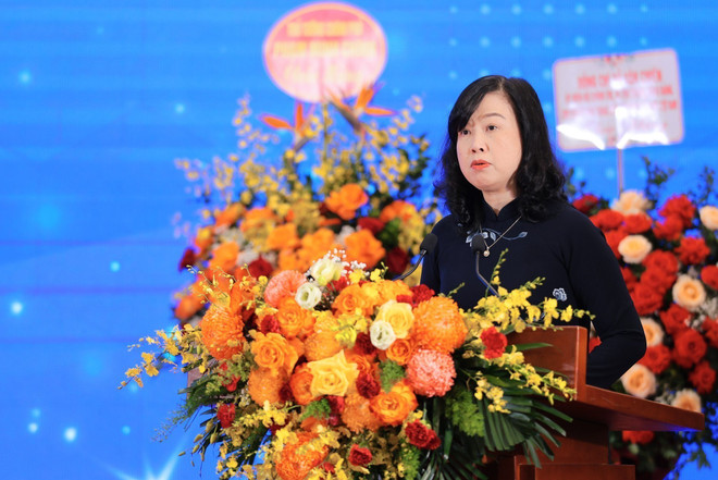 Bộ trưởng Bộ Y tế Đào Hồng Lan phát biểu tại Lễ kỷ niệm 70 năm thành lập Tổng hội Y học Việt Nam. (Ảnh: Lê Đông/TTXVN) vna-potal-le-ky-niem-70-nam-tong-hoi-y-hoc-viet-nam-8198135.jpg