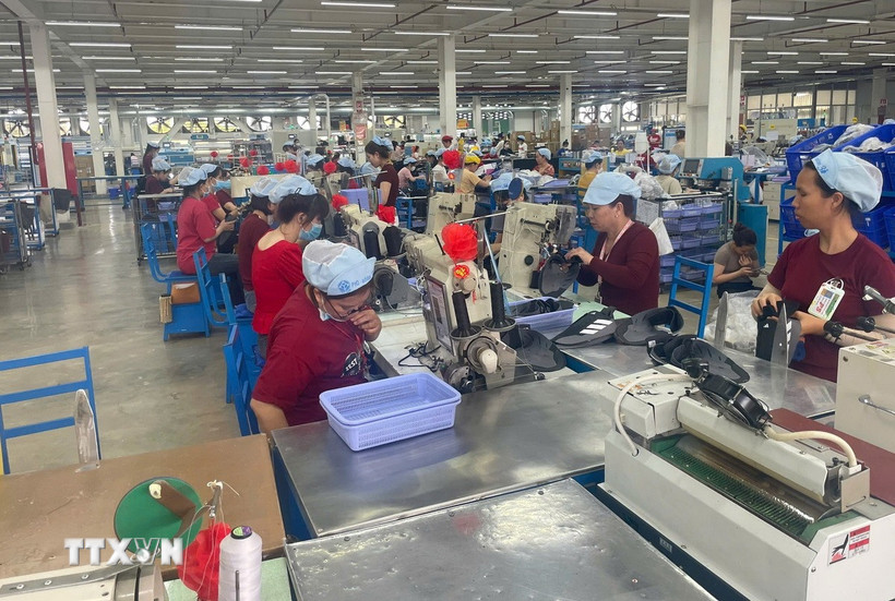 Hoạt động sản xuất tại Công ty Pou Phong Việt Nam, Khu công nghiệp Bàu Xéo (Đồng Nai). (Ảnh: Công Phong/TTXVN)