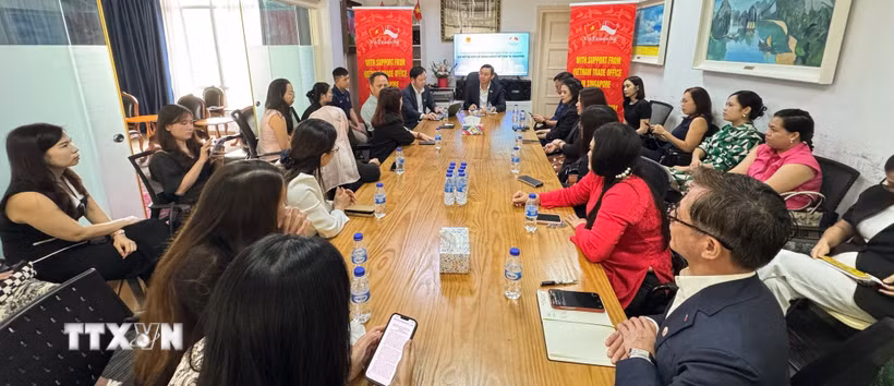Cuộc gặp mặt các doanh nghiệp người Việt Nam tại Singapore. (Ảnh: Ngọc Khương/TTXVN)
