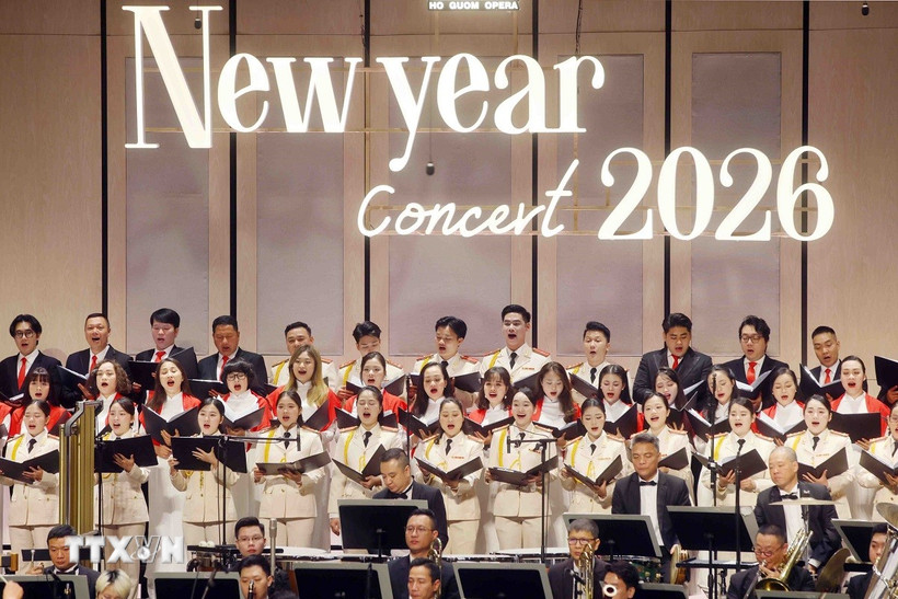 Một tiết mục nghệ thuật tại chương trình. (Ảnh: Phạm Kiên/TTXVN)