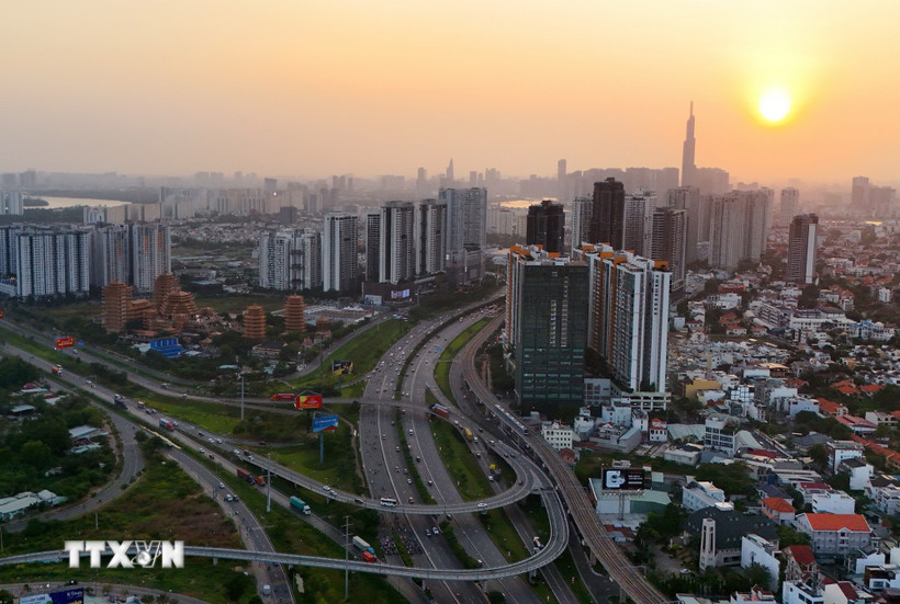 Quy hoạch Thành phố Hồ Chí Minh thời kỳ 2021-2030, tầm nhìn đến 2050 xác định Thành phố Hồ Chí Minh sẽ phát triển theo mô hình đô thị đa trung tâm. (Ảnh: Hồng Đạt/TTXVN)