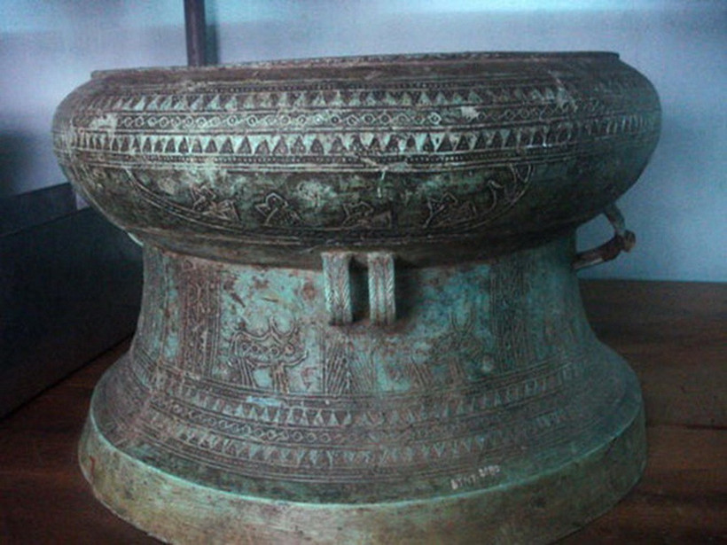Trống đồng Làng Vạc được công nhận là bảo vật quốc gia. (Nguồn: Bảo tàng Lịch sử)