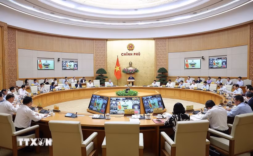 Thủ tướng Phạm Minh Chính chủ trì Phiên họp Chính phủ thường kỳ tháng 3 năm 2026 và Hội nghị Chính phủ trực tuyến với địa phương. (Ảnh: Dương Giang/TTXVN)