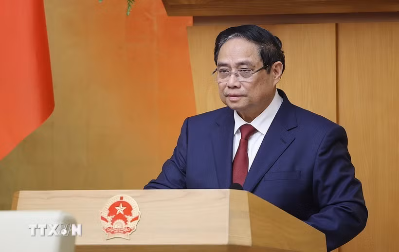 Thủ tướng Phạm Minh Chính chủ trì Phiên họp Chính phủ thường kỳ tháng 3 năm 2026 và Hội nghị Chính phủ trực tuyến với địa phương. (Ảnh: Dương Giang/TTXVN)
