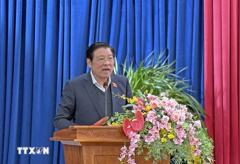 Ủy viên Bộ Chính trị, Trưởng Ban Nội chính Trung ương Phan Đình Trạc phát biểu kết luận Hội nghị. (Ảnh: Nguyễn Dũng/TTXVN)