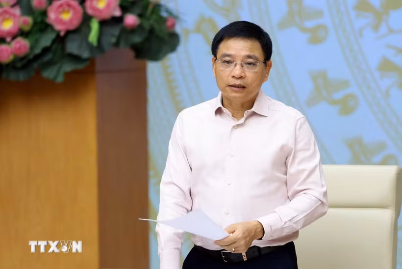 Phó Thủ tướng Nguyễn Văn Thắng phát biểu tại cuộc làm việc. (Ảnh: Xuân Tùng/TTXVN)
