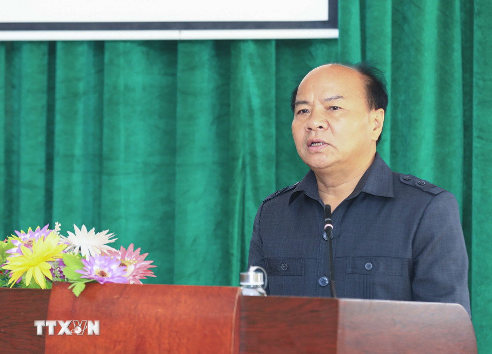 Ông Đào Hoài Nam, Phó Chủ tịch UBND thành phố Điện Biên Phủ, phát biểu tại chương trình. (Ảnh: Xuân Tư/TTXVN)