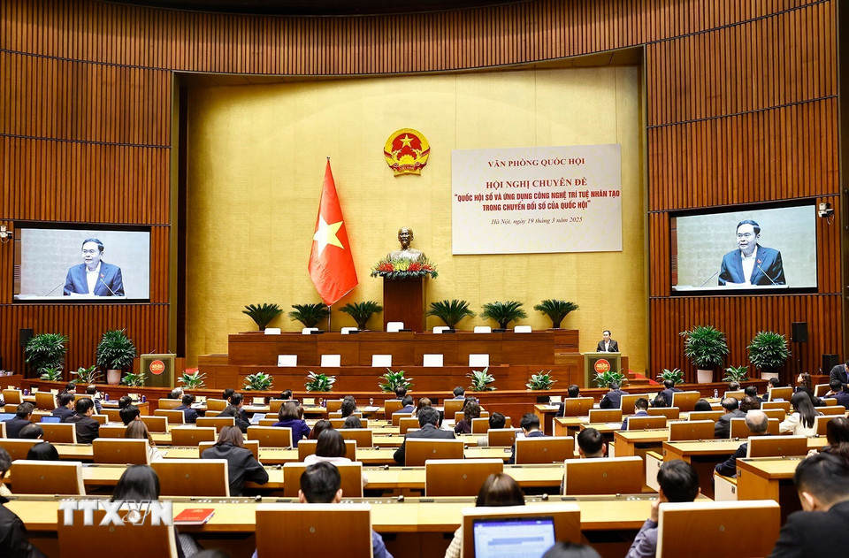 Chủ tịch Quốc hội Trần Thanh Mẫn phát biểu chỉ đạo hội nghị. (Ảnh: Doãn Tấn/TTXVN)