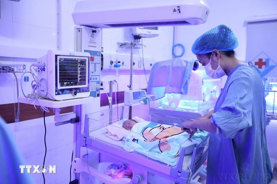 Khu điều trị tích cực cho bệnh nhi sơ sinh tại Bệnh viện Đa khoa Hùng Vương, tỉnh Phú Thọ. Đây là bệnh viện ngoài công lập với nhiều thiết bị y tế hiện đại, đồng bộ, được đánh giá cao về chất lượng khám, chữa bệnh với đội ngũ bác sỹ được đào tạo, chuyển giao kỹ thuật từ các bệnh viện đầu ngành tuyến Trung ương. (Ảnh: Minh Quyết/TTXVN)