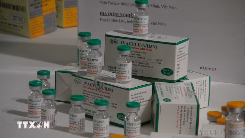 Sản phẩm vaccine phòng cúm A/H5N1 do Việt Nam sản xuất. (Ảnh: Phan Sáu/TTXVN)